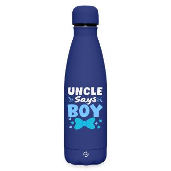 Oncle dit que la fête de révélation du sexe des jeunes - Bouteille isotherme SOFT TOUCH 500 ml - bleu foncé  - Devant