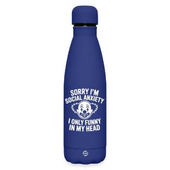 Social freak introvert awkward humor - Matte Insulated Water Bottle 500 ml - dark blue  - Front