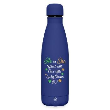 Révélation du sexe de la fête de bébé : la Saint-Patrick - Bouteille isotherme SOFT TOUCH 500 ml - bleu foncé  - Devant