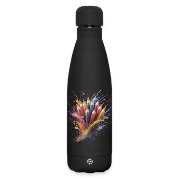 Buntstifte – Kreatives Zeichnen Bunker Spritzer - Matte Thermosflasche 500 ml - Schwarz - Vorne