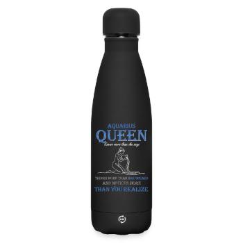 Aquarius Queen Sternzeichen Wassermann - Matte Thermosflasche 500 ml - Schwarz - Vorne