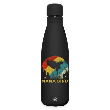 Mama Bird Retro Vintage Mother’s Day Aesthetic - Matte Insulated Water Bottle 500 ml - black - Front