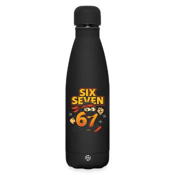 Six Seven 67 Italian Brainrot Ninja Humor Funny - Matte Insulated Water Bottle 500 ml - black - Front
