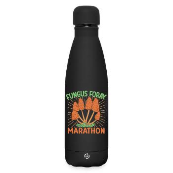 Mushroom Foraging Hunter Fungus Foray Marathon - Matte Insulated Water Bottle 500 ml - black - Front