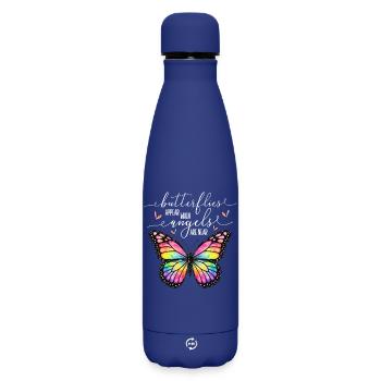 Graphique inspirant de fan papillon - Bouteille isotherme SOFT TOUCH 500 ml - bleu foncé  - Devant