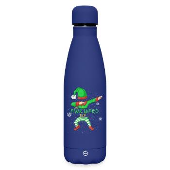 Awkward Elf Family Christmas Shirt - Matte Insulated Water Bottle 500 ml - dark blue  - Front