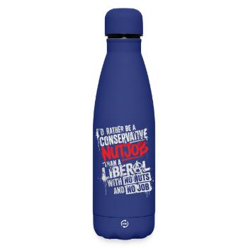 Humour Politique Conservateur vs Libéral - Bouteille isotherme SOFT TOUCH 500 ml - bleu foncé  - Devant