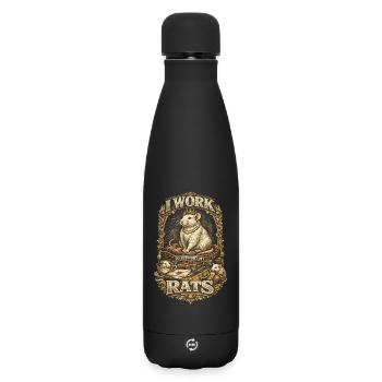Farbratte Fancy Rat I Work To Support My Rats - Matte Thermosflasche 500 ml - Schwarz - Vorne