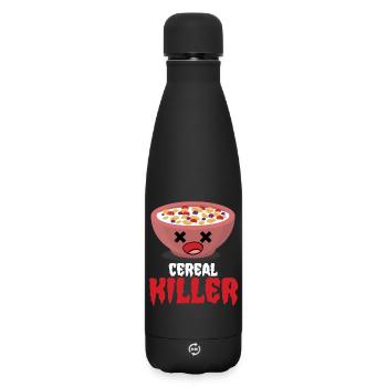 Cereal Killer Frühstück Humor Pun - Matte Thermosflasche 500 ml - Schwarz - Vorne
