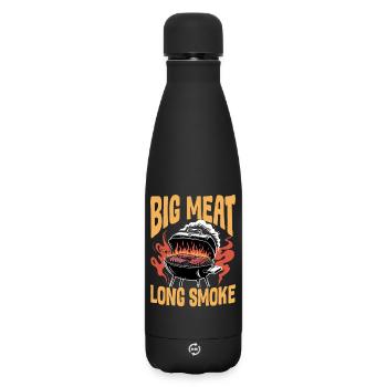 BBQ Grilling Meat Smoking Barbecue - Matte Insulated Water Bottle 500 ml - black - Front