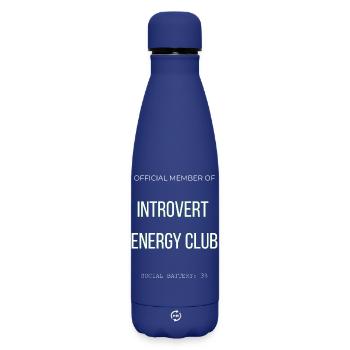 Introvert Energy Club - Lustig Social Battery Low - Matte Insulated Water Bottle 500 ml - dark blue  - Front