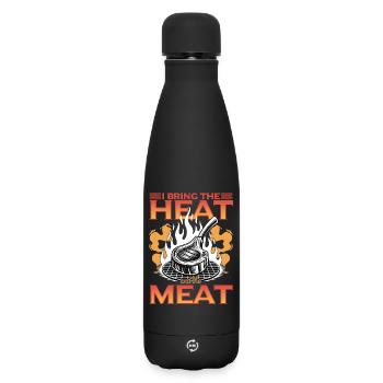 BBQ Grilling Meat Smoking Barbecue - Matte Insulated Water Bottle 500 ml - black - Front