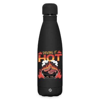 BBQ Grilling Meat Smoking Barbecue - Matte Insulated Water Bottle 500 ml - black - Front