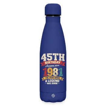45 Ans Anniversaire Légende 1981 - Vintage - Bouteille isotherme SOFT TOUCH 500 ml - bleu foncé  - Devant