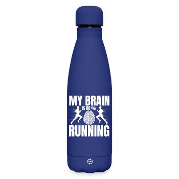 Marathonien : mon cerveau est à 80 % don de course - Bouteille isotherme SOFT TOUCH 500 ml - bleu foncé  - Devant