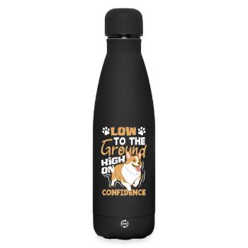 Short Legs, Tall Setting, Corgi - Matte Insulated Water Bottle 500 ml - black - Front