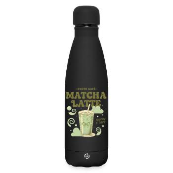 Kyoto Cafe Matcha Latte Schaumiger und gemütlicher Matcha-Tee - Matte Thermosflasche 500 ml - Schwarz - Vorne