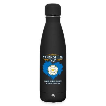 Yorkshire Day Yorkshire Proud Of It Rose Flag - Matte Insulated Water Bottle 500 ml - black - Front