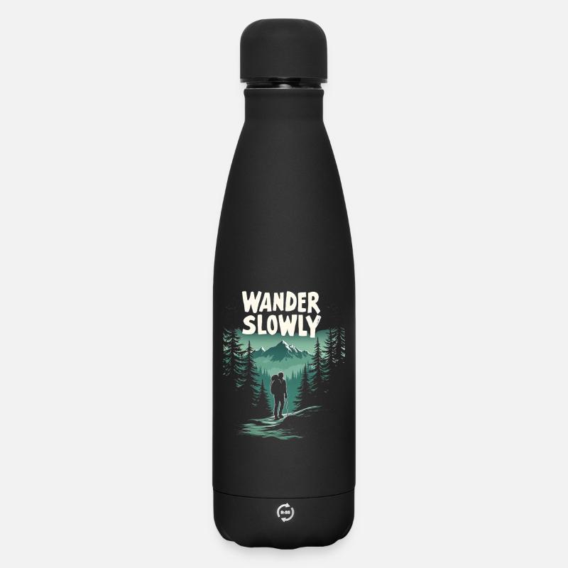 Wander Slowly Slow Hiking Forest - Matte Insulated Water Bottle 500 ml - black