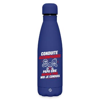 Conduite Accompagnée Papa Crie - Bouteille isotherme SOFT TOUCH 500 ml - bleu foncé  - Devant