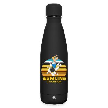 Bowling Champion Man Retro Vintage-Sportgeschenk - Matte Thermosflasche 500 ml - Schwarz - Vorne