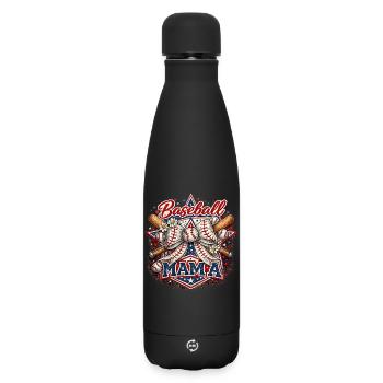 Baseball Mama Léopard | Cadeau Sport et Maman - Bouteille isotherme SOFT TOUCH 500 ml - noir - Devant