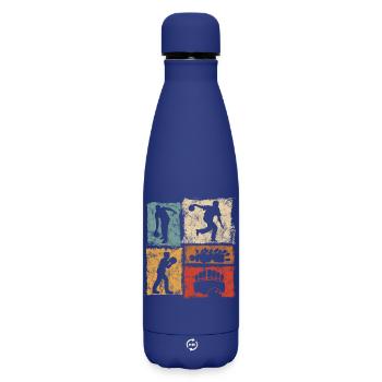 Bowling Skittles Vintage Graphic for Bowlers - Matte Insulated Water Bottle 500 ml - dark blue  - Front