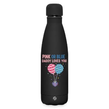 Révélation du genre : rose ou bleu Papa t’aime, bébé - Bouteille isotherme SOFT TOUCH 500 ml - noir - Devant