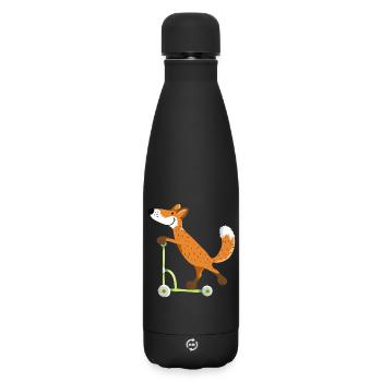 Kleiner Fuchs auf seinem grünen Roller - Kinder - Matte Thermosflasche 500 ml - Schwarz - Vorne
