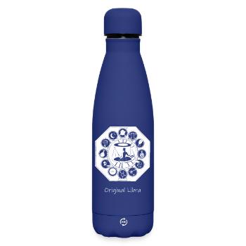 Zodiac sign Libra 002 white - Matte Insulated Water Bottle 500 ml - dark blue  - Front