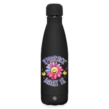 positive attitude, embraces life, joie de vivre - Matte Insulated Water Bottle 500 ml - black - Front