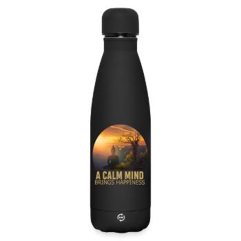 Un calme apporte le bonheur - Bouteille isotherme SOFT TOUCH 500 ml - noir - Devant