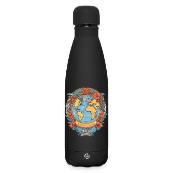 Weltfrieden auf der Erde - Matte Thermosflasche 500 ml - Schwarz - Vorne