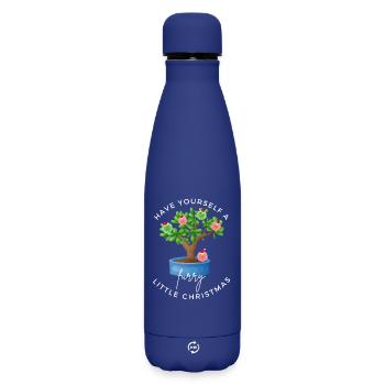 Haben Sie ein kleines pelziges Weihnachten - Matte Thermosflasche 500 ml - Dunkelblau  - Vorne