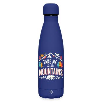 Take me to the Mountains - Matte Insulated Water Bottle 500 ml - dark blue  - Front