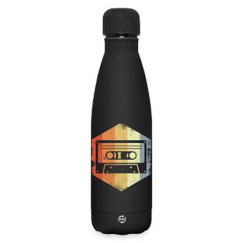 Retro 80er Kassette - Matte Thermosflasche 500 ml - Schwarz - Vorne