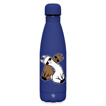 Two Llamas Pair 2 Friends Cool Sunglasses Team - Matte Insulated Water Bottle 500 ml - dark blue  - Front