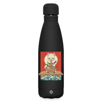 Nouilles ramen au lama Kawaii - Bouteille isotherme SOFT TOUCH 500 ml - noir - Devant