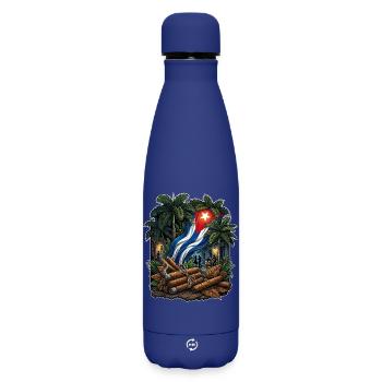 Drapeau du cigare de Cuba - Bouteille isotherme SOFT TOUCH 500 ml - bleu foncé  - Devant