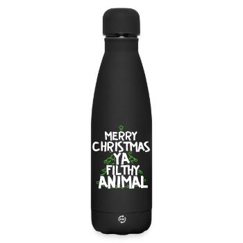 Merry Christmas Ya Filthy Animal Shirt - Matte Insulated Water Bottle 500 ml - black - Front