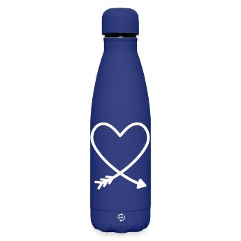 coeur flèche amour amitié force idée de cadeau - Bouteille isotherme SOFT TOUCH 500 ml - bleu foncé  - Devant