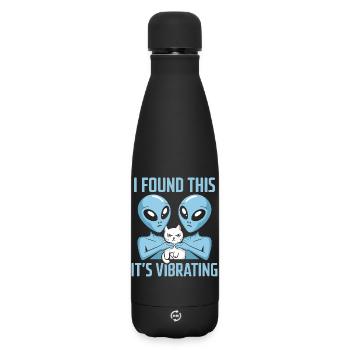 Außerirdische Katze Entdeckung - Matte Thermosflasche 500 ml - Schwarz - Vorne