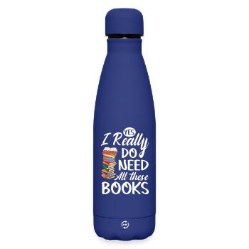 Written Shopaholite - Matte Insulated Water Bottle 500 ml - dark blue  - Front