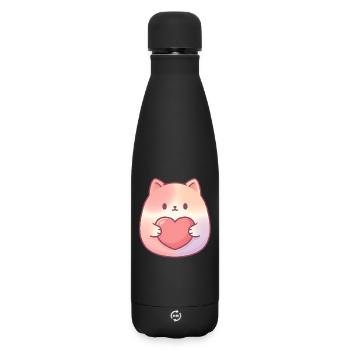 Cuddly Kitten Heart Love - Matte Insulated Water Bottle 500 ml - black - Front