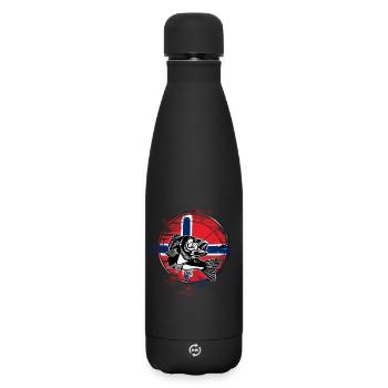 Pêche en Norvège - Bouteille isotherme SOFT TOUCH 500 ml - noir - Devant