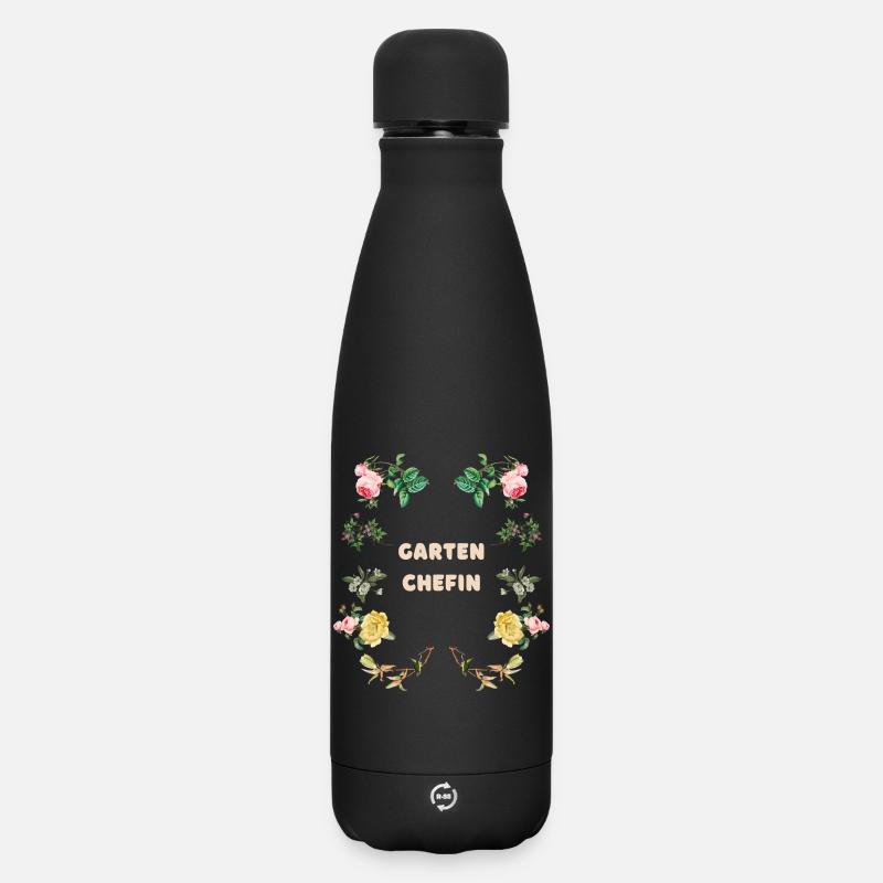 Garten Chefin Blumen Design - Matte Thermosflasche 500 ml - Schwarz
