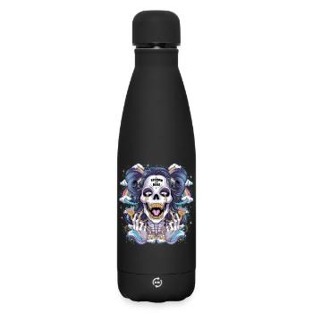 Glitzernder Skelettschädel mit Regenbogen - Matte Thermosflasche 500 ml - Schwarz - Vorne