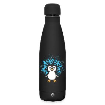 Penguin with Snowflake Cartoon - Matte Insulated Water Bottle 500 ml - black - Front