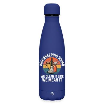 Lustiges Putzen Design - Matte Thermosflasche 500 ml - Dunkelblau  - Vorne