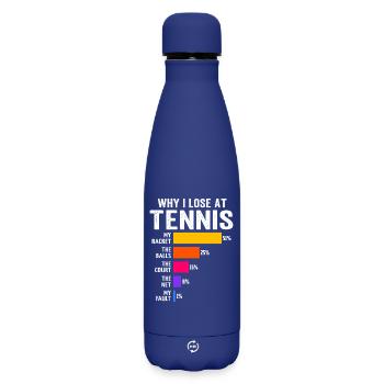 Pourquoi je perds au tennis - Bouteille isotherme SOFT TOUCH 500 ml - bleu foncé  - Devant